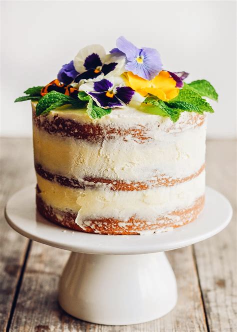 Triple Lemon Naked Layer Cake With Edible Flowers Buttered Side Up