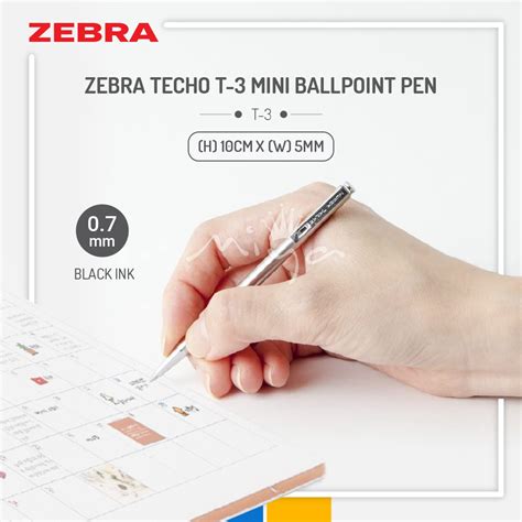 Zebra Techo T 3 Mini Ballpoint Pen 07 Mm Black Ink Shopee