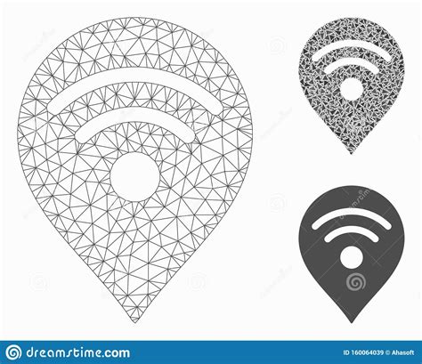 Indicatore Mappa Wi Fi Vector Mesh Modello 2D E Icona Mosaica Triangolo