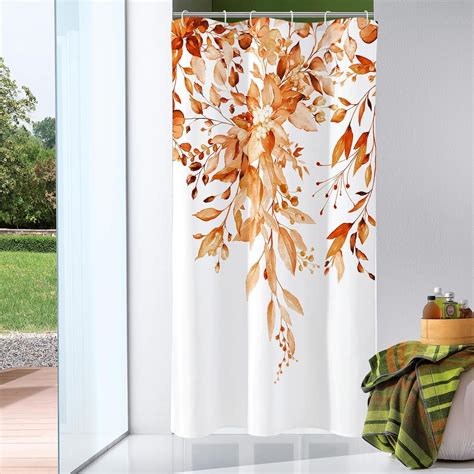 Small Stall Shower Curtain 36 X 72 Narrow Orange Floral Shower Curtain