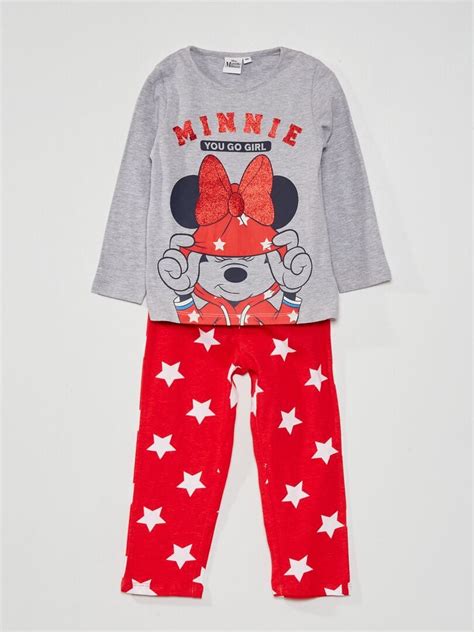 Pijama Largo De Minnie Piezas Gris Rojo Kiabi