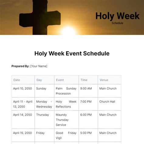 Free Holy Week Schedule Template Edit Online And Download