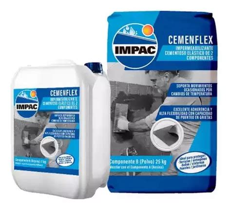 Impac Cemenflex Kit Impermeabilizante Cementoso Elástico Color Blanco