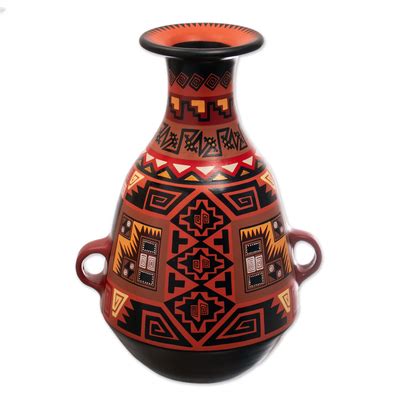 UNICEF Market Unique Cuzco Ceramic Decorative Vase Inca Aesthetic