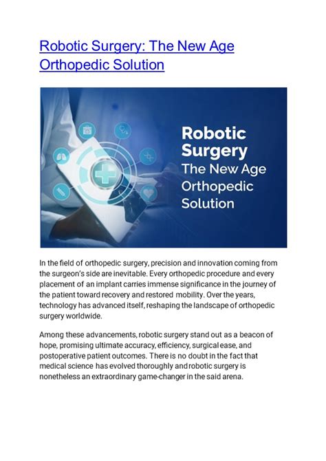 Ppt Robotic Surgery The New Age Orthopedic Solution Powerpoint