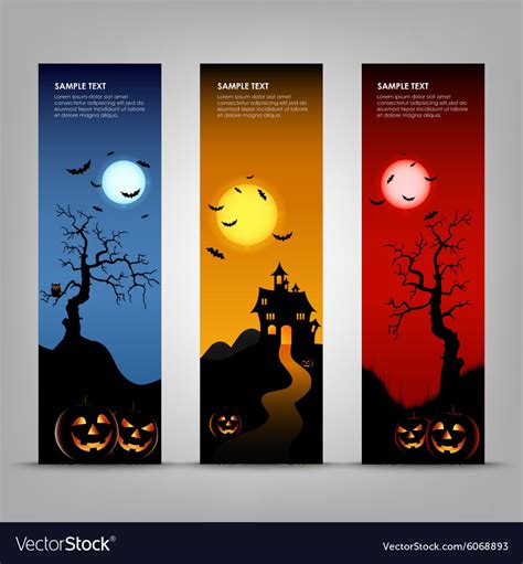 Halloween Night Banner With Pumpkins Template Vector Image