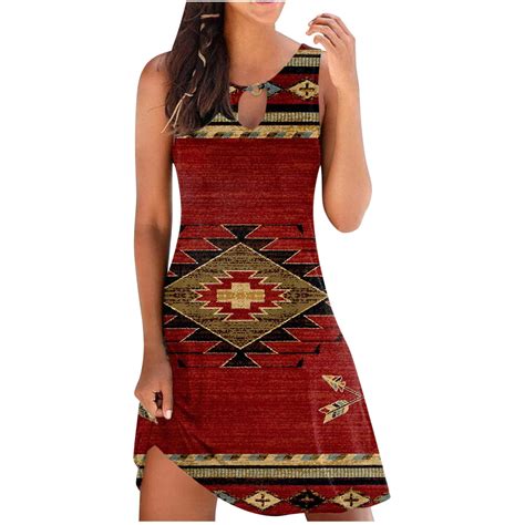 Printed Sundresses For Women 2024 Short Tank Dress Sleeveless Summer