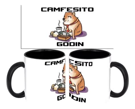 Taza Negra Cheems Camfesito Godin Perrito Meme Traajo 1444 Meses Sin