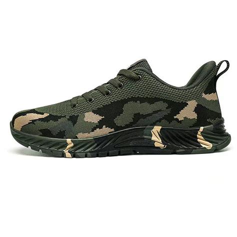 Mens Camouflage Sneakers Breathable Sports Shoes Lightweight Army