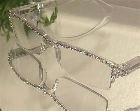 Swarovski Reading Glasses On A Clear Frame With Ab Swarovski Etsy