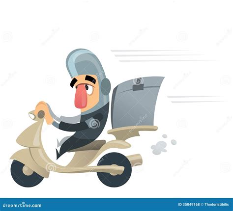 Man Delivering Pizza On Scooter Vector Illustration CartoonDealer