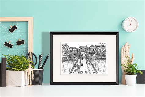 Unique Tower Bridge Pencil Drawing: Capturing London's Icon from Above. London Prints. Best Buy ...