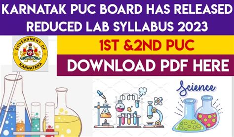 Karnataka Puc Board Has Released PUC Reduced Lab Syllabus 2023 24