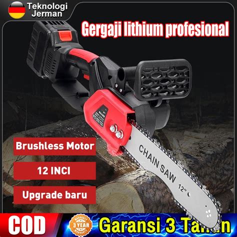 Jual Cordless Gergaji 12 Inch Portable Genggam Lithium Chain Saw Mesin