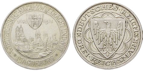 3 Reichsmark Magdeburg 1931 J 347 Weimarer Republik Muenzen Eu