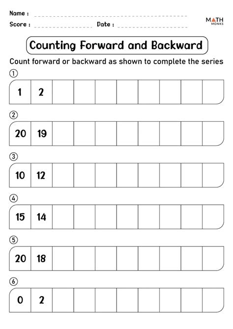 Backward Counting Worksheets Math Monks