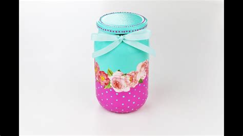 Decoupage Jar Painted Jar Decoupage Tutorial DIY Painted Glass