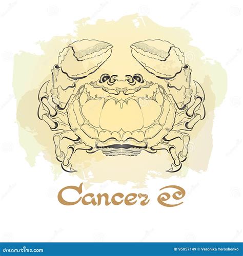 Hand Drawn Line Art Of Decorative Zodiac Sign Cancer Stock Vector