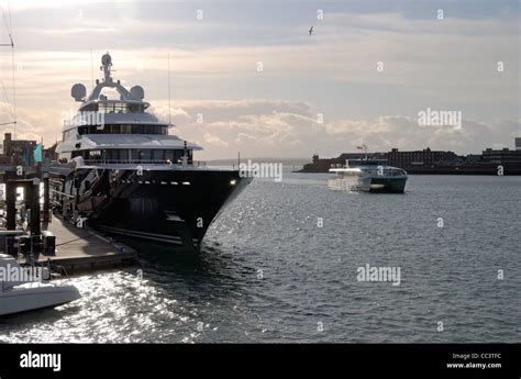 Super Yacht Moored At Gunwharf Quays In Portsmouth Harbour Hampshire