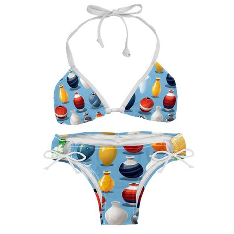 Bowling Detachable Sponge Adjustable Strap Bikini Set Two Pack Beachwear Scene Swimsuit