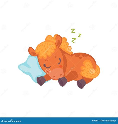 Sweet Sleeping Pony Horse Cartoon Character, Flat Vector Illustration ...