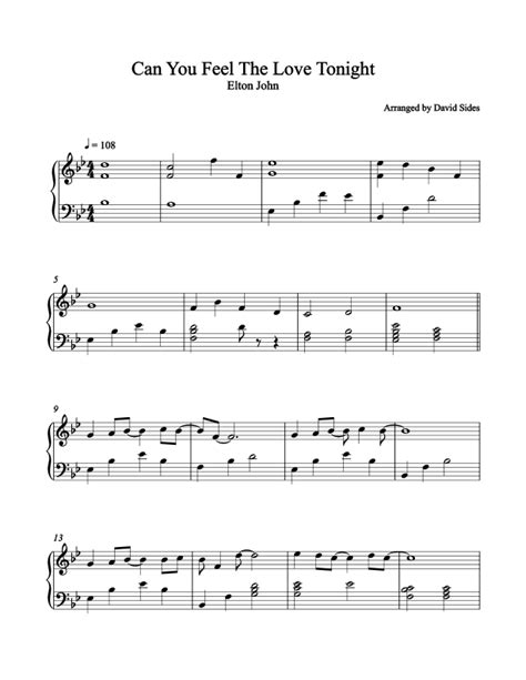 Can You Feel The Love Tonight Piano Sheet Music