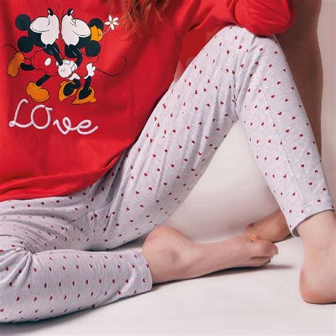 Pijama Largo Algod N Mujer Minnie Mickey Disney