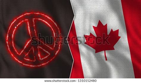 Canada Flag Peace Sign Realistic Half Stock Illustration