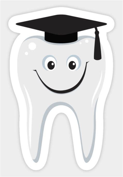 Tooth With Graduation Cap Sticker Tooth Cartoon Dental Art