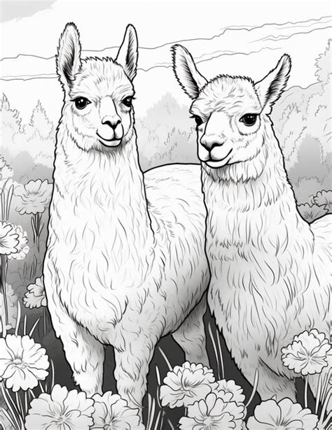 Premium Ai Image There Are Two Llamas Standing In A Field Of Flowers