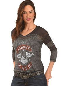 Merch Traffic Womens Johnny Cash Winged Guitar T Shirt Charcoal