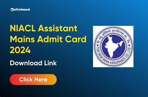 Niacl Assistant Mains Admit Card 2024 Out Direct Download Link