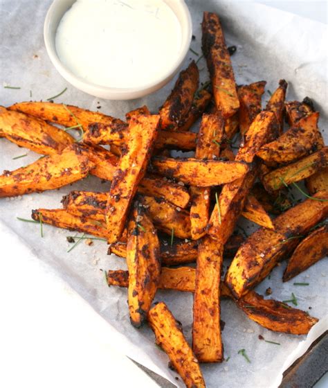 Baked Sweet Potato Chips With Harissa And Cumin Drizzle And Dip