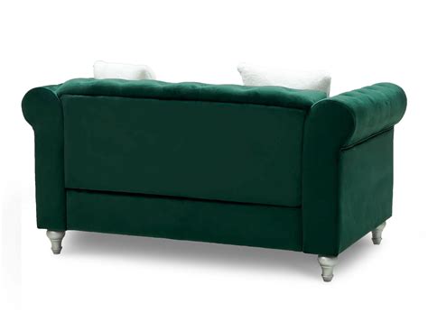 Canape Places Capitonne Chesterfield En Velours Vert Garry Dip