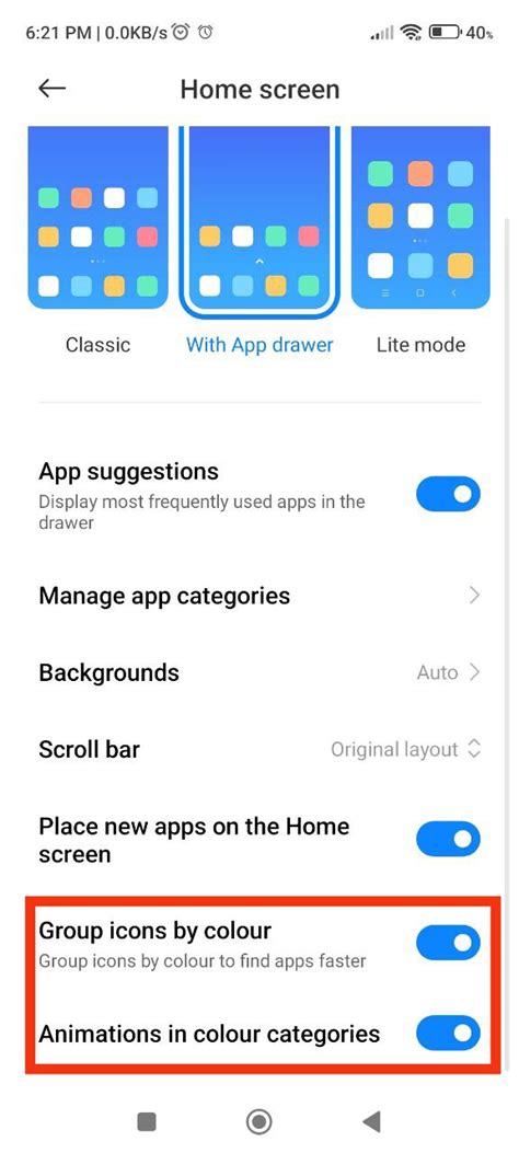 Miui Launcher App New Update V Adds Group Icons By Color Feature