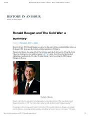 Ronald Reagan And The Cold War A Summary History In An Hourhistory In