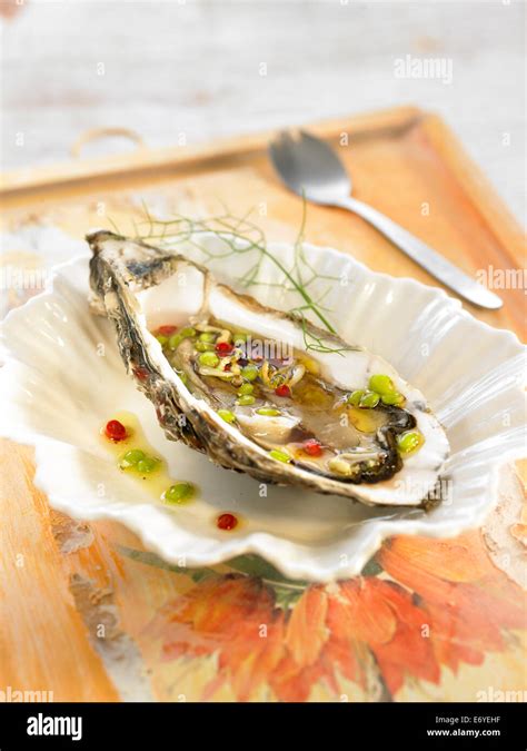 Oyster With Vinaigrette Stock Photo Alamy