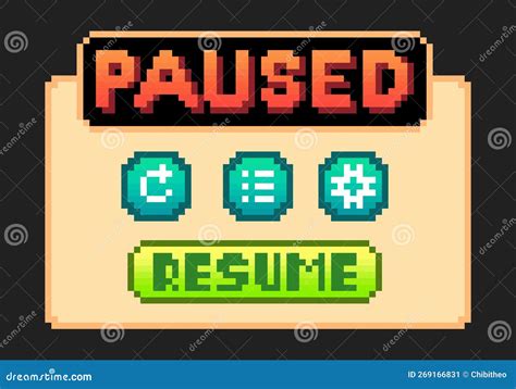 8 Bit Pixel Text Game Pause Men Stock Vector Illustration Of Banner