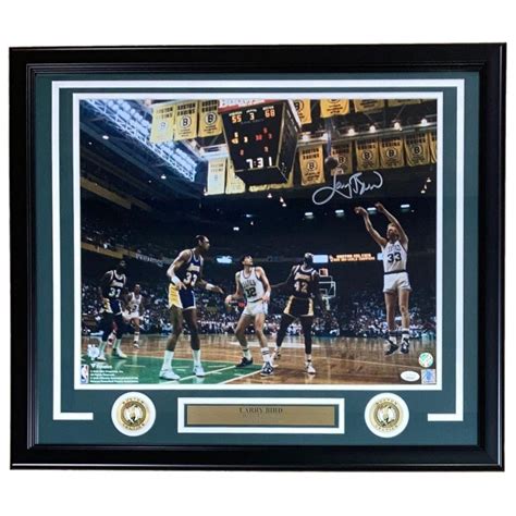 Larry Bird Signed Celtics Custom Framed Photo Jsa Bird Pristine