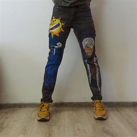 Anime Handpainted Custom Jeans Cartoon Anime Soul Eater,spirited Away ...