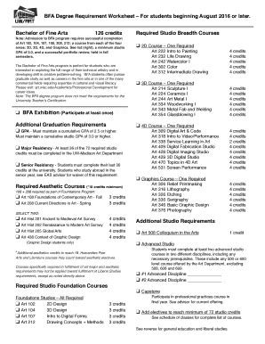 Fillable Online Art Wisc BFA Degree Requirement Worksheet UW Madison