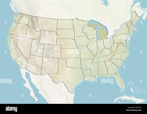 United States And The State Of Michigan Relief Map Stock Photo Alamy