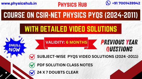 Course On CSIR NET Physics PYQs 2024 2011 With Detailed Video Solutions