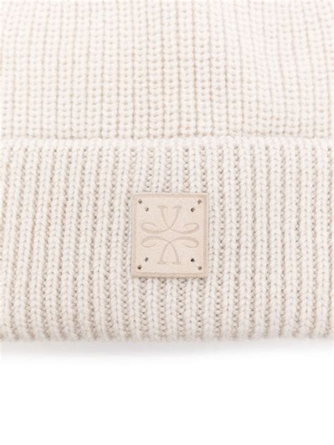 Jacob Cohën logo patch Beanie Hat White FARFETCH