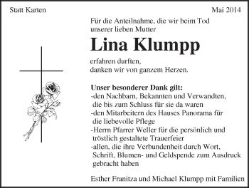 Traueranzeigen Von Lina Klumpp Schwarzw Lder Bote Trauer