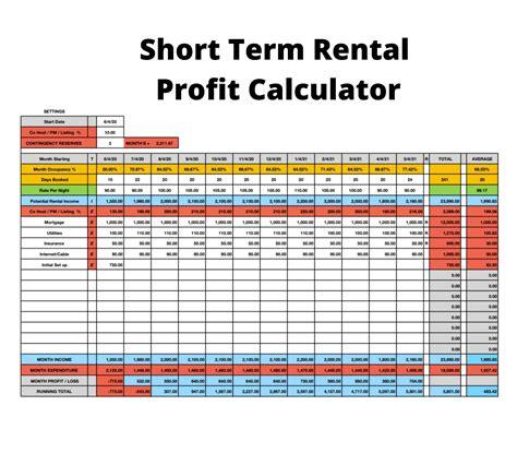 Airbnb Spreadsheet Template