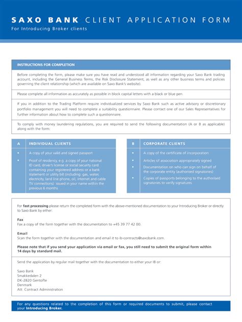 Fillable Online Client Application Form Corporate Clients Saxo Bank