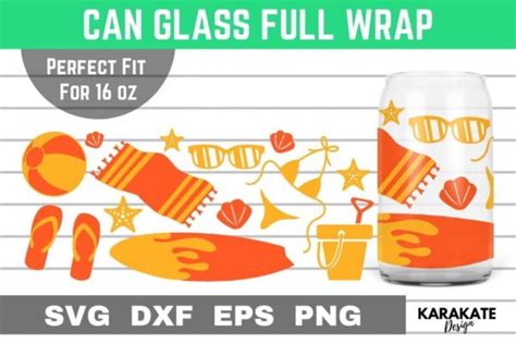 Beach 16 Oz Can Glass Wrap Svg Graphic By Karakate · Creative Fabrica