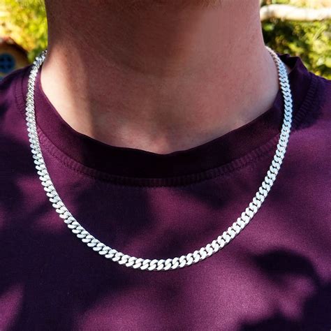 Mens Heavy Sterling Silver 54mm Close Curb Chain 20 22 Etsy