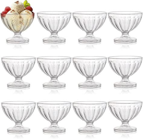 12 Pack Ice Cream Bowls Clear Acrylic Dessert Bowls Dessert Serving Bowls Footed Dessert Cups